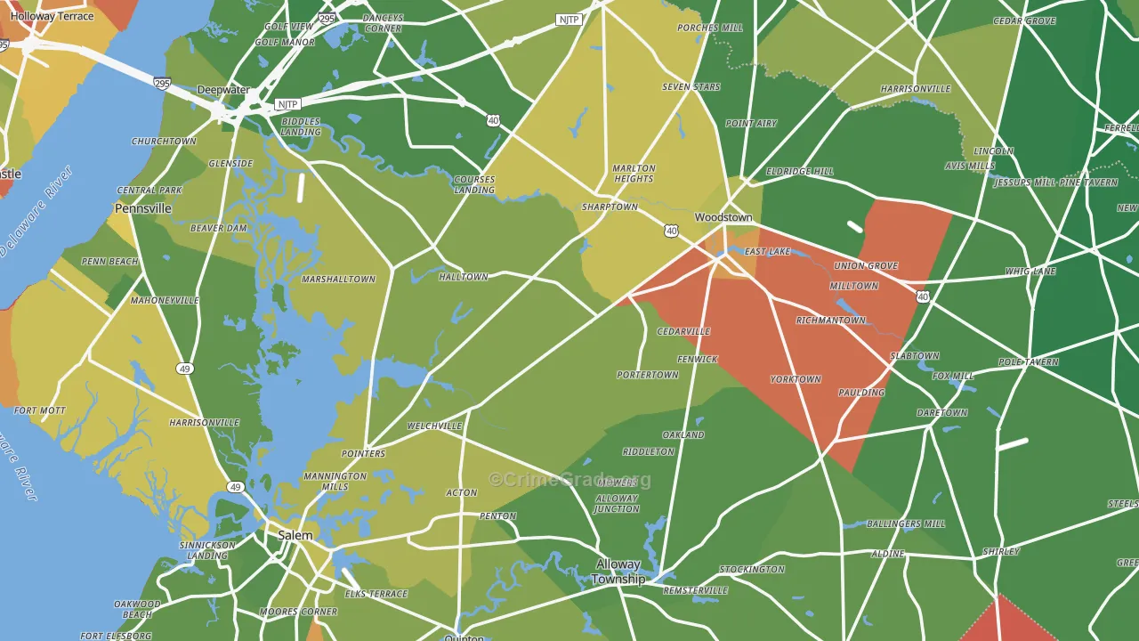 Salem County, NJ Map of Drug-Related Crime Rates
