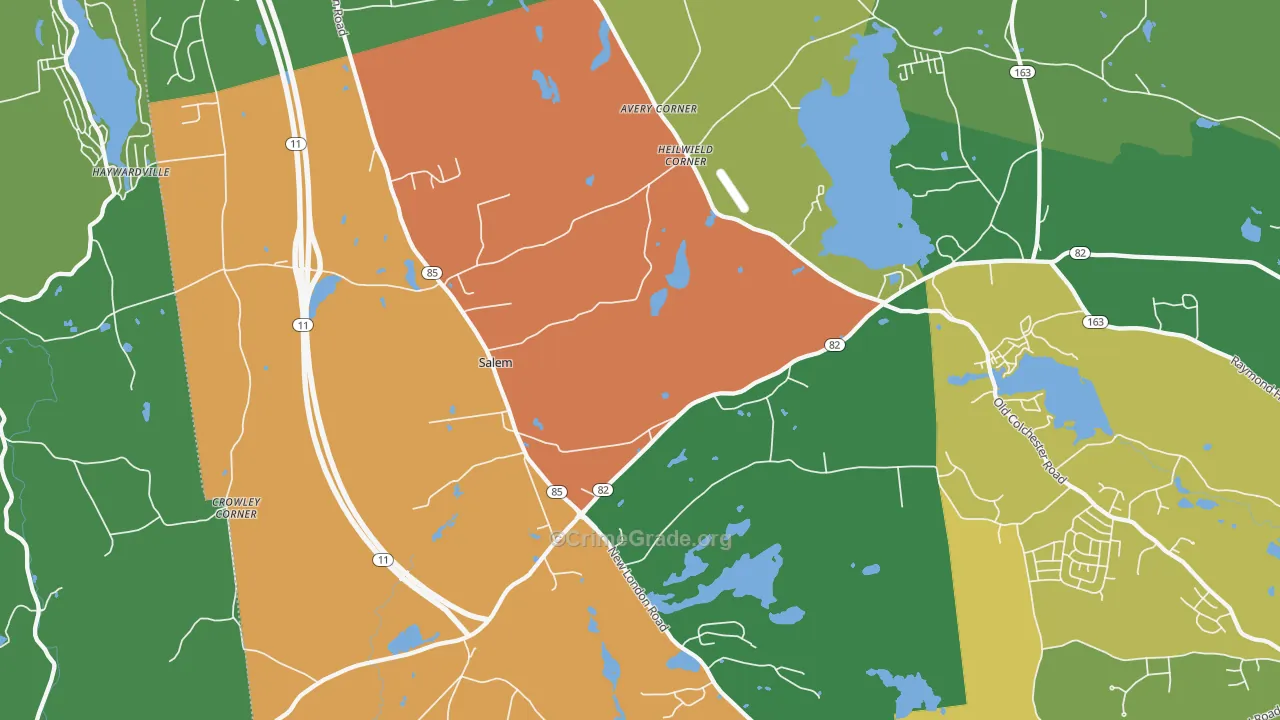 Salem, CT Map of Drug-Related Crime Rates