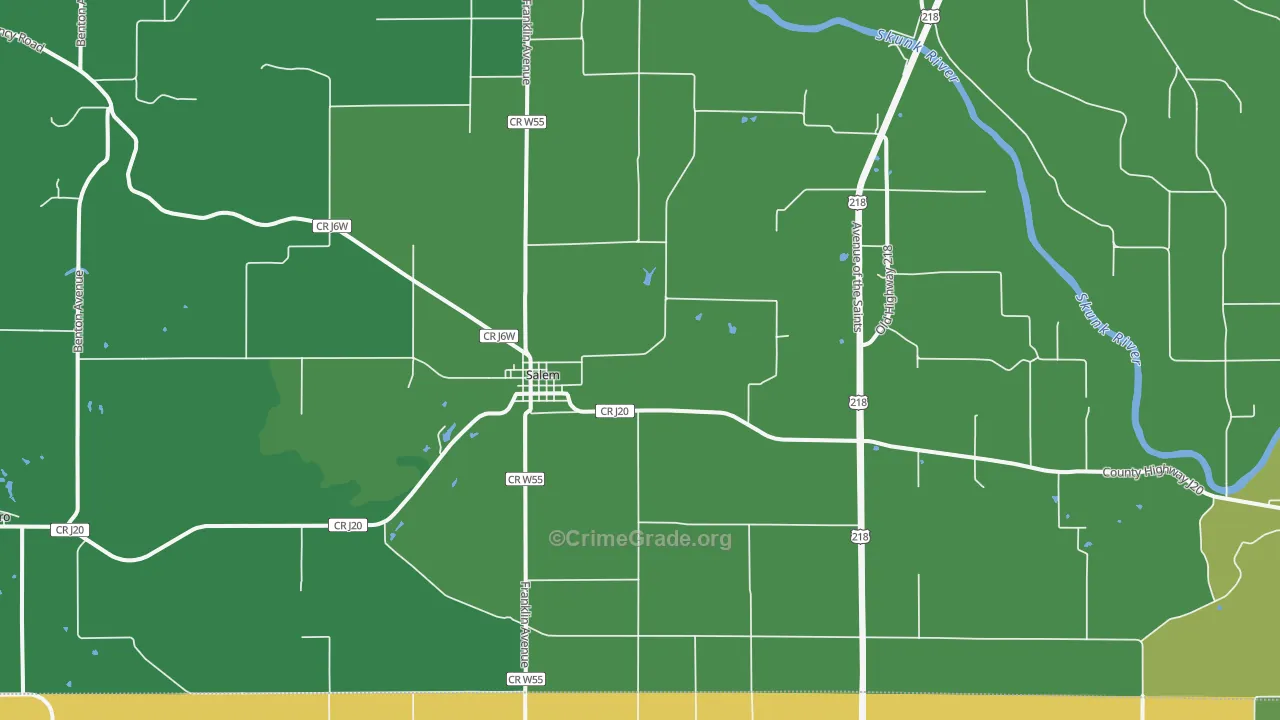 Salem, IA Map of Drug-Related Crime Rates