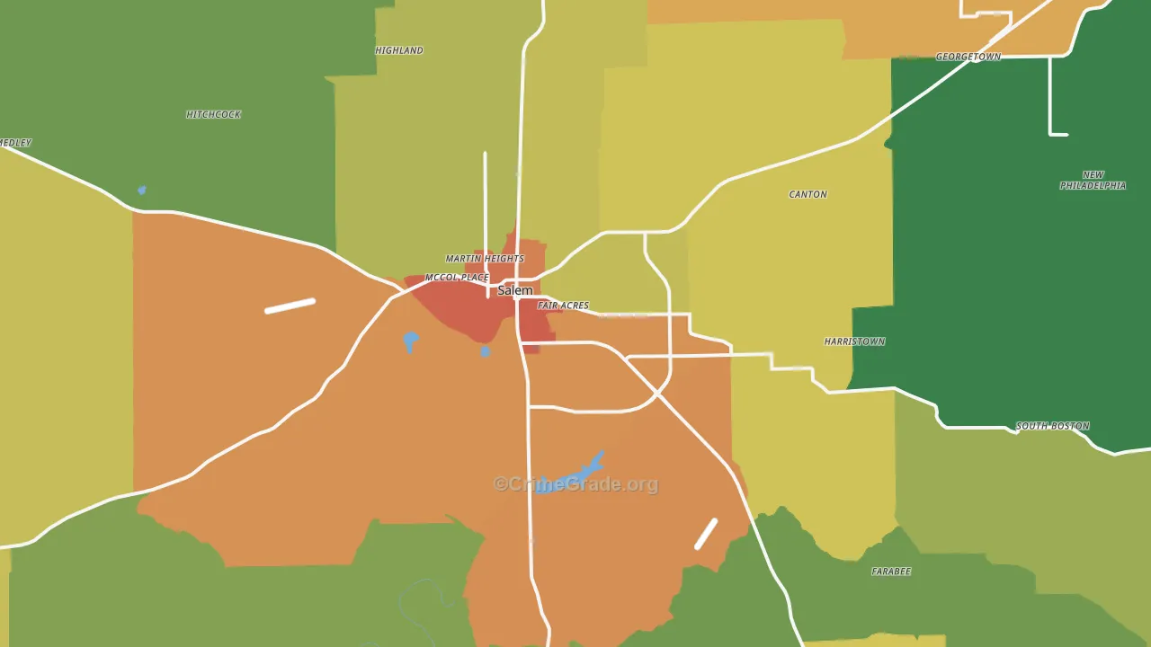 Salem, IN Map of Drug-Related Crime Rates
