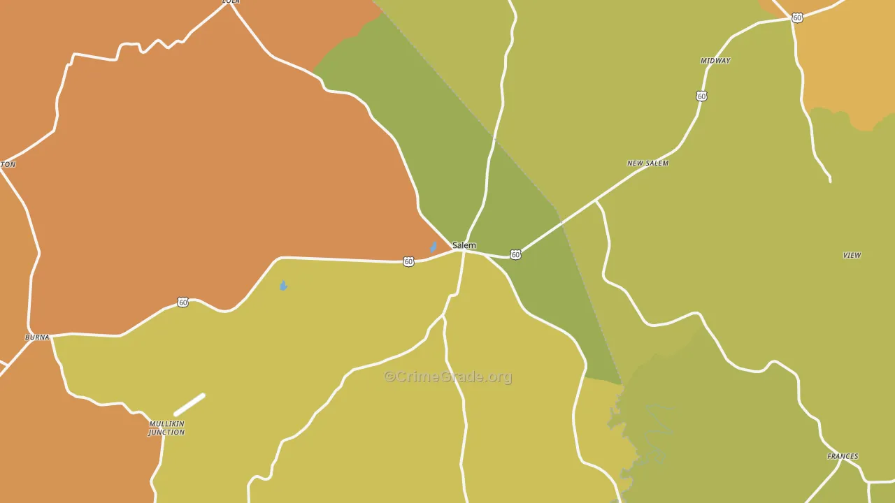 Salem, KY Map of Drug-Related Crime Rates