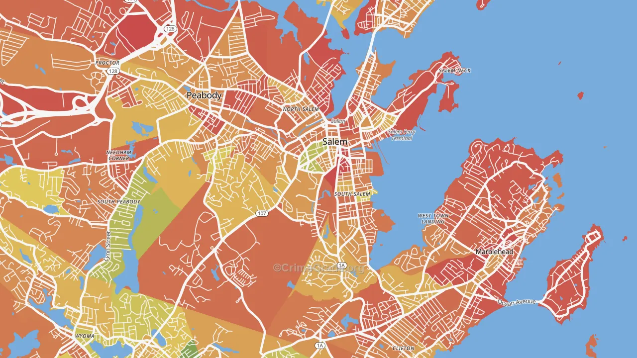 Salem, MA Map of Drug-Related Crime Rates