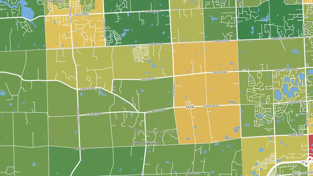Salem, MI Map of Drug-Related Crime Rates