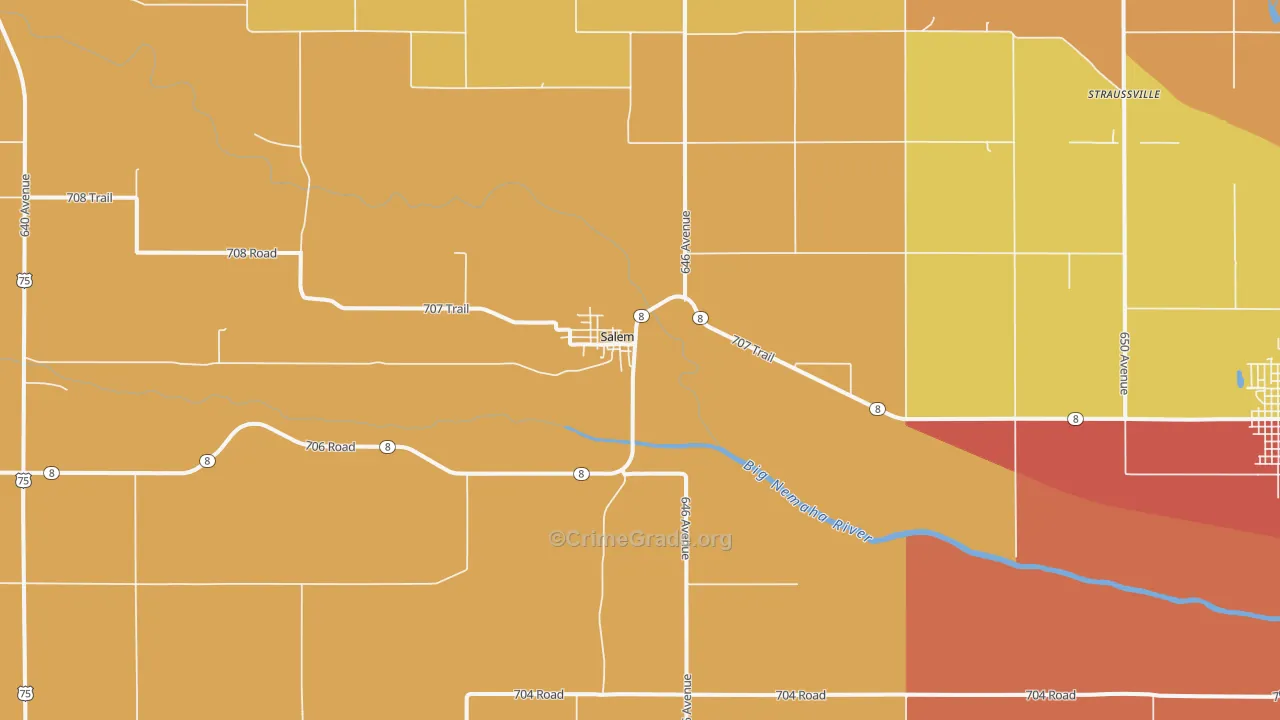Salem, NE Map of Drug-Related Crime Rates