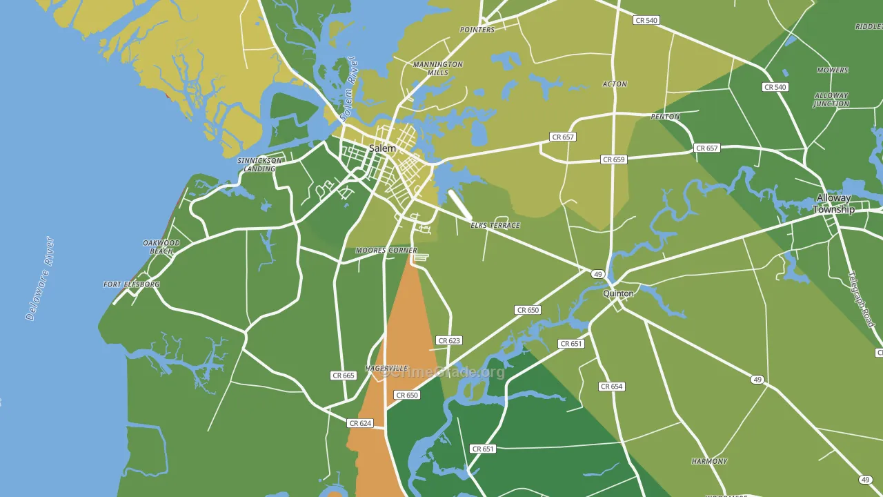 Salem, NJ Map of Drug-Related Crime Rates