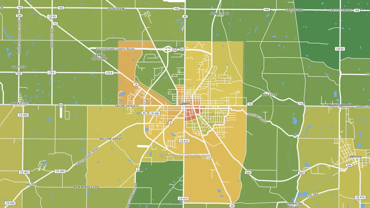 Salem, OH Map of Drug-Related Crime Rates