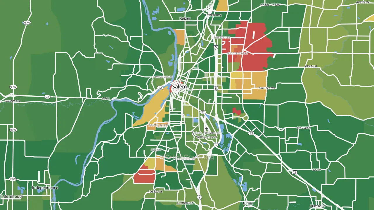 Salem, OR Map of Drug-Related Crime Rates
