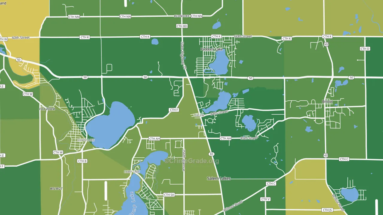Salem, WI Map of Drug-Related Crime Rates