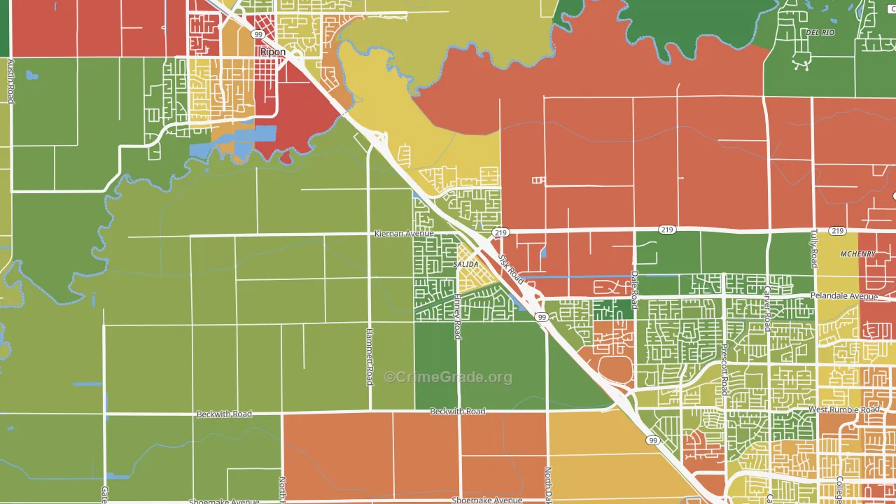 Salida, CA Map of Drug-Related Crime Rates
