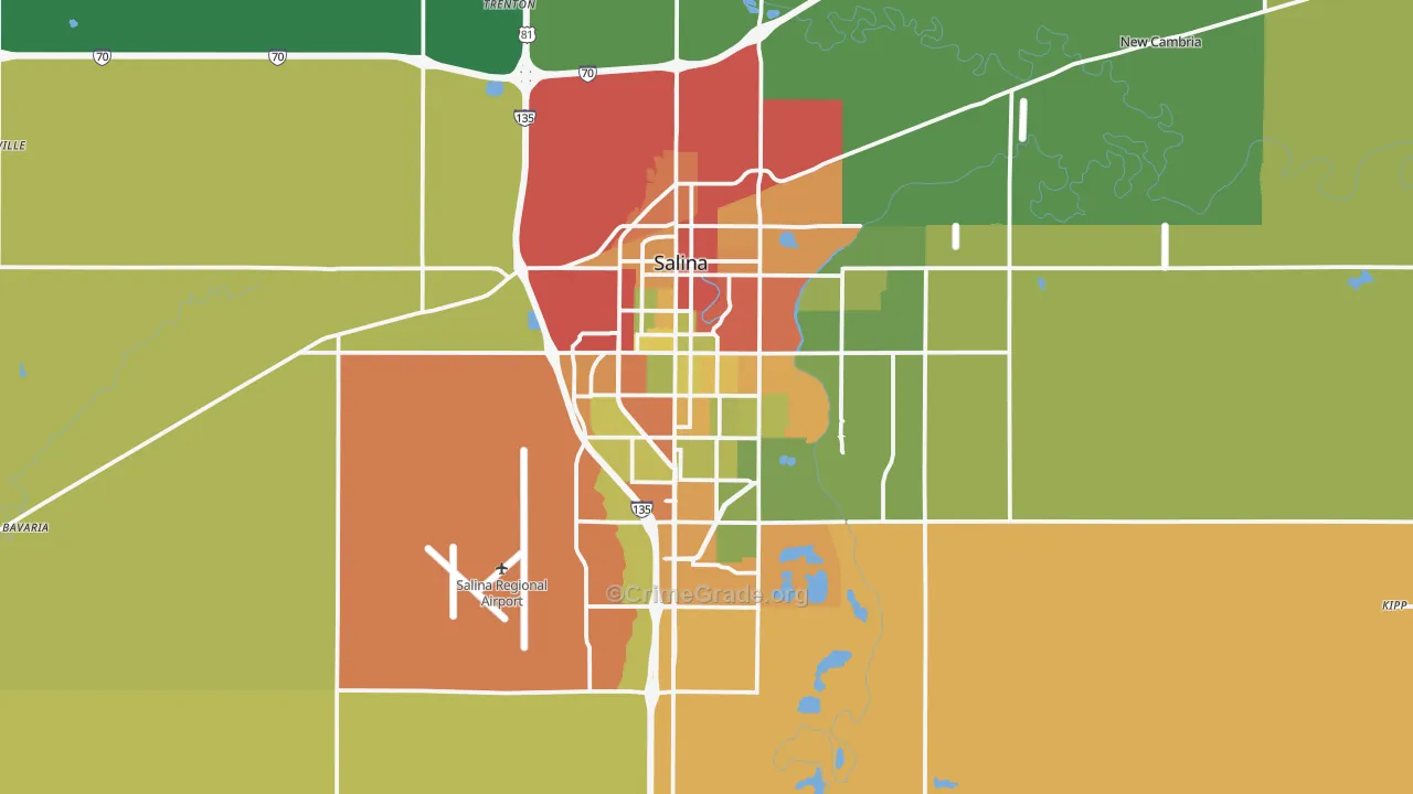 Salina, KS Map of Drug-Related Crime Rates