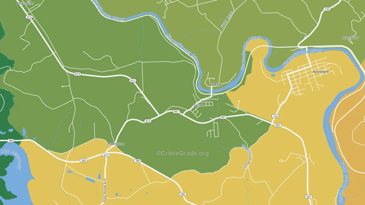 Salina, PA Map of Drug-Related Crime Rates