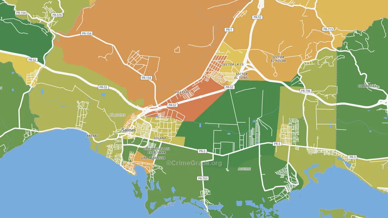 Salinas, PR Map of Drug-Related Crime Rates