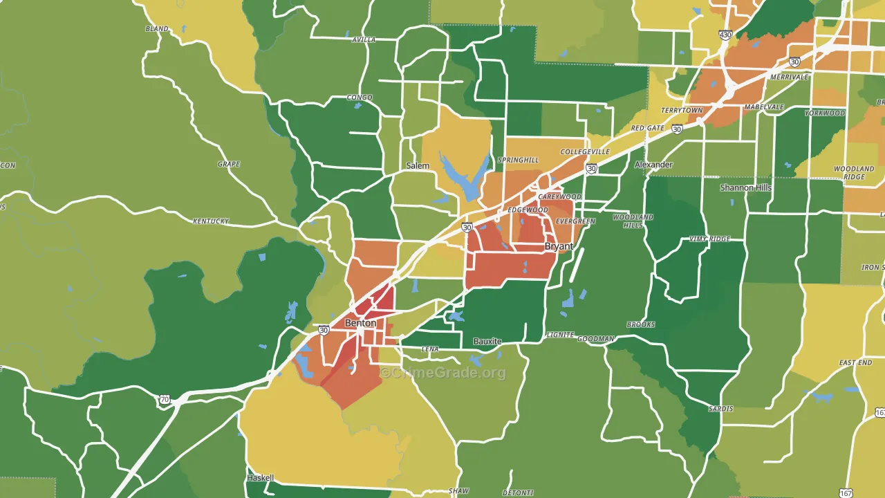 Saline County, AR Map of Drug-Related Crime Rates