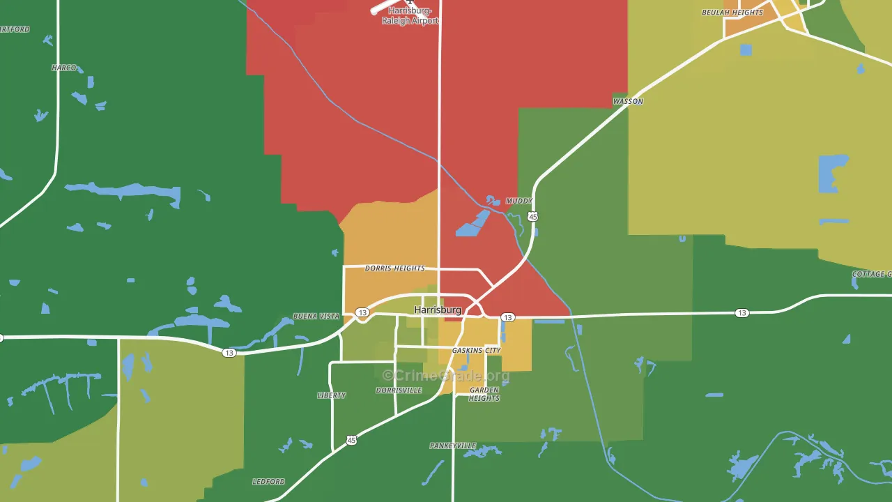 Saline County, IL Map of Drug-Related Crime Rates
