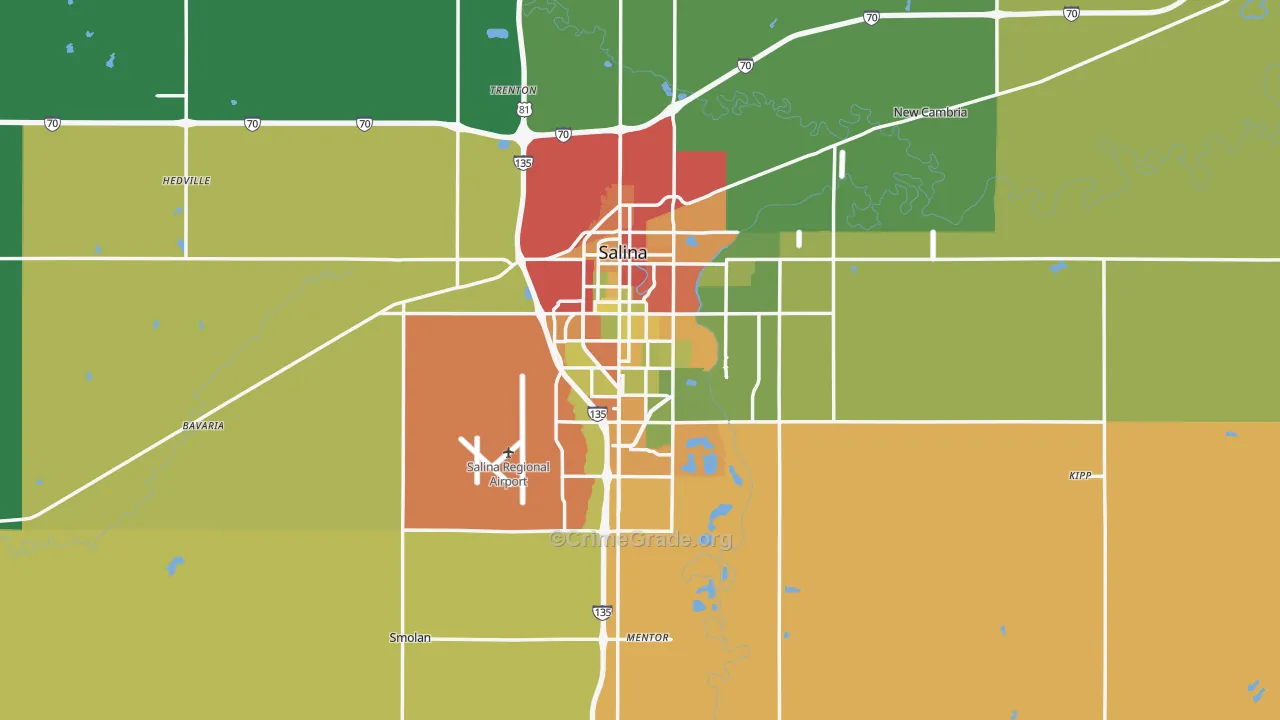 Saline County, KS Map of Drug-Related Crime Rates