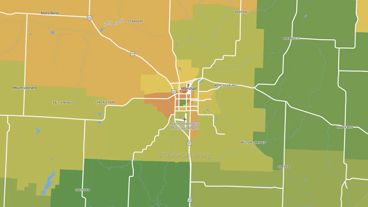 Saline County, MO Map of Drug-Related Crime Rates