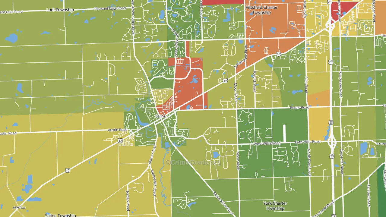 Saline, MI Map of Drug-Related Crime Rates