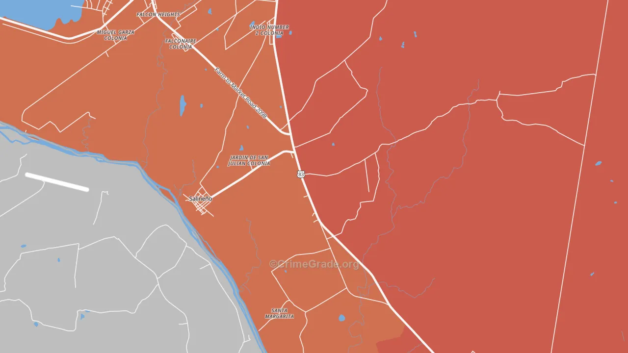 Salineno, TX Map of Drug-Related Crime Rates