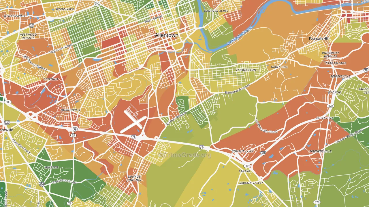 salisbury, Allentown, PA Map of Drug-Related Crime Rates