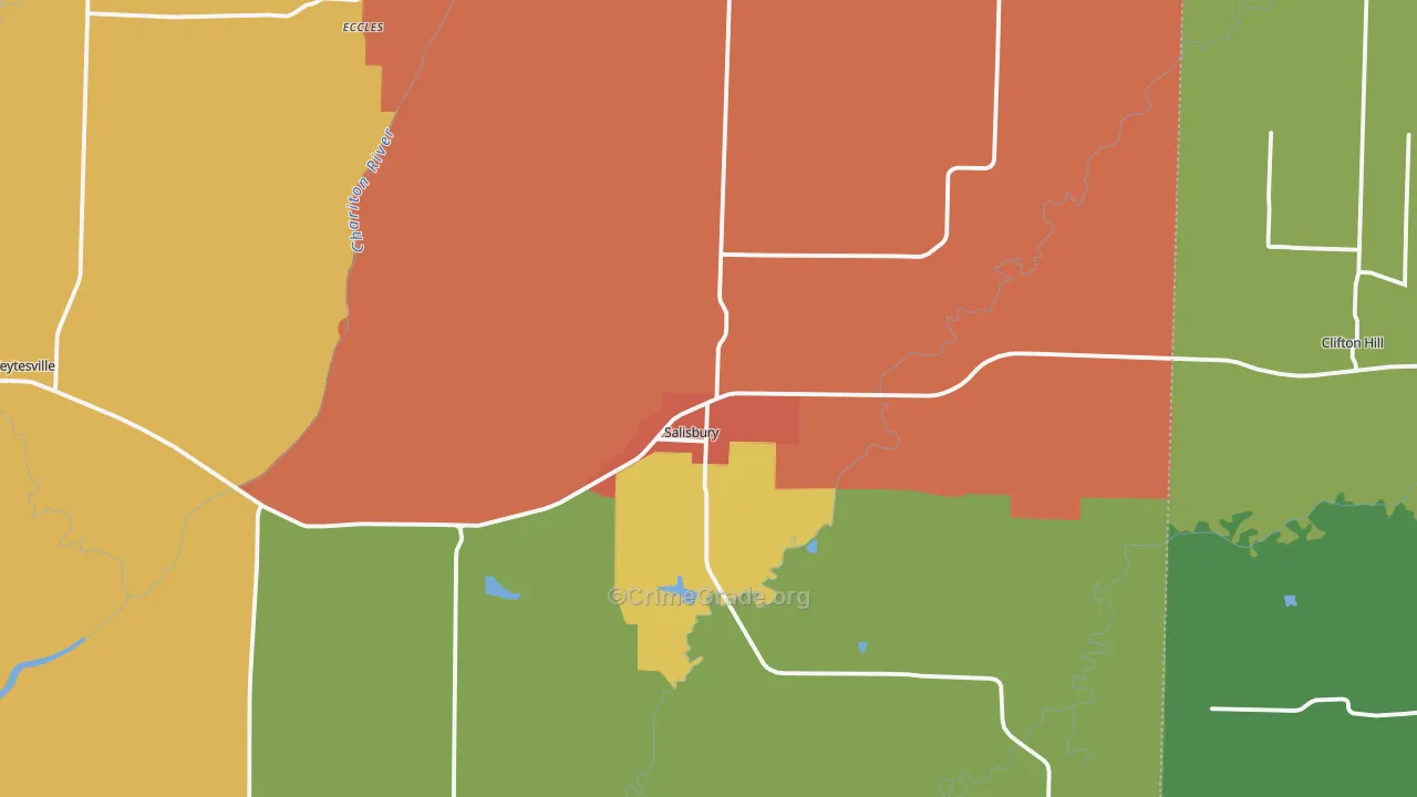 Salisbury, MO Map of Drug-Related Crime Rates