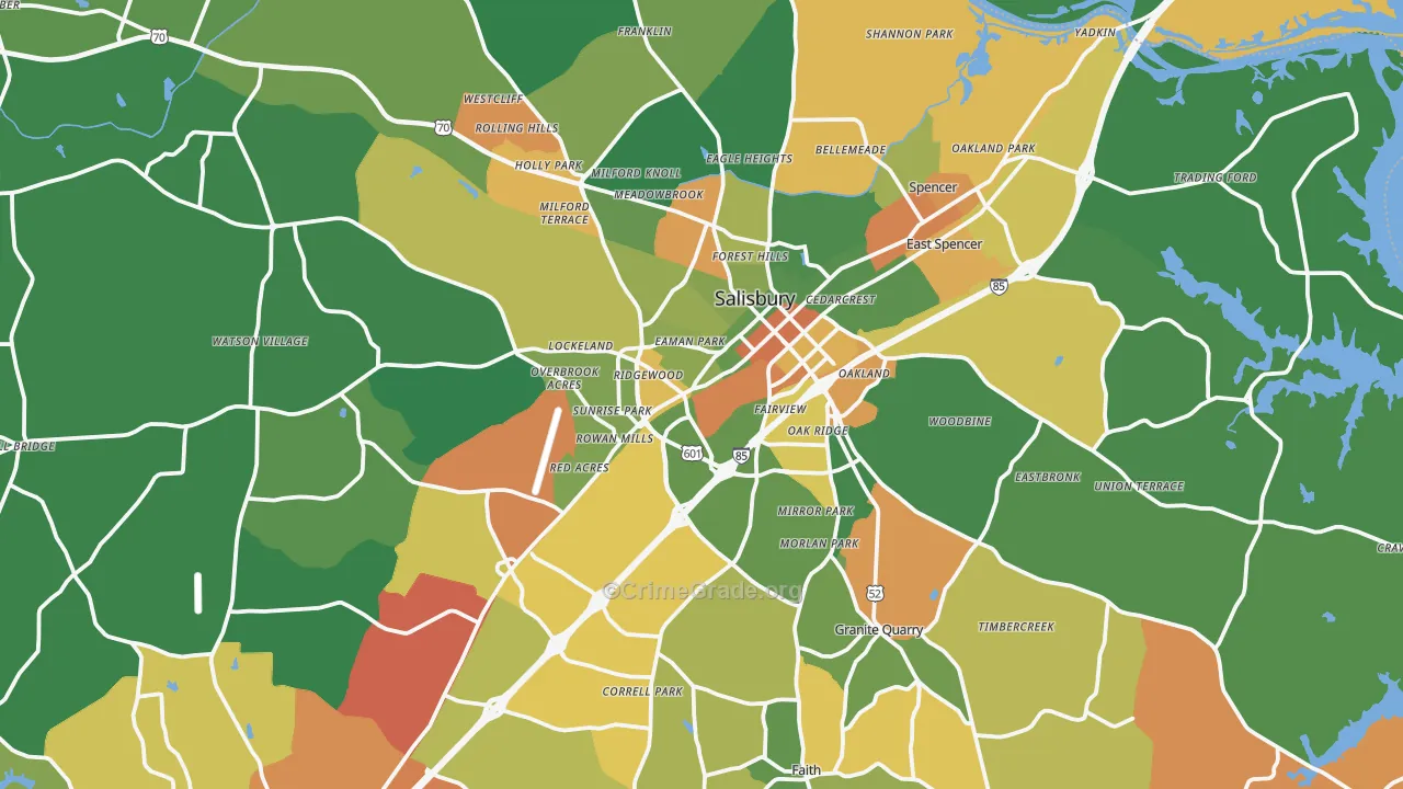 Salisbury, NC Map of Drug-Related Crime Rates