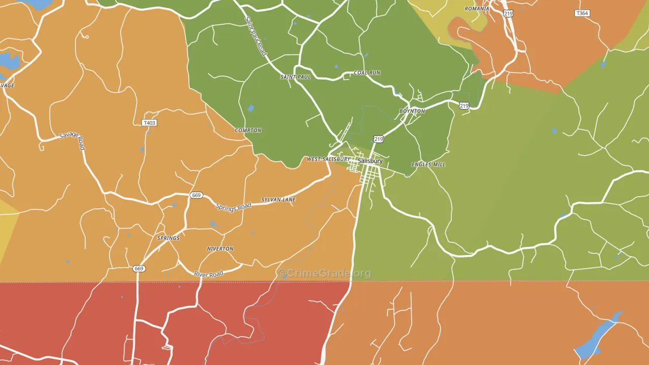 Salisbury, PA Map of Drug-Related Crime Rates