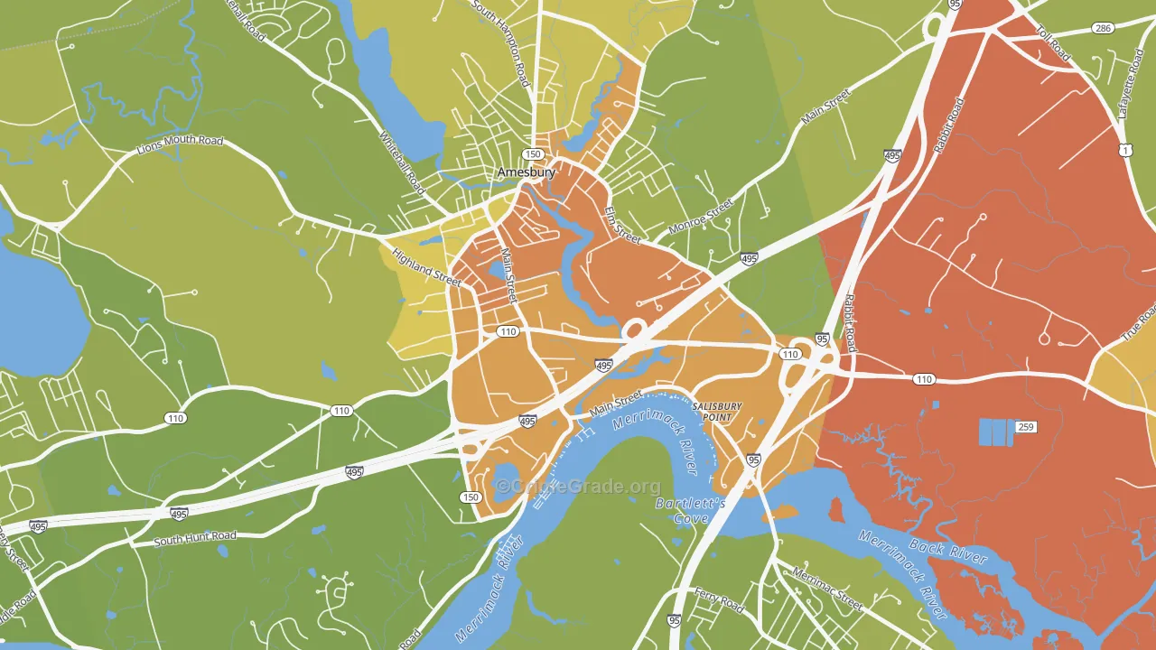Salisbury Point, Amesbury Town, MA Map of Drug-Related Crime Rates