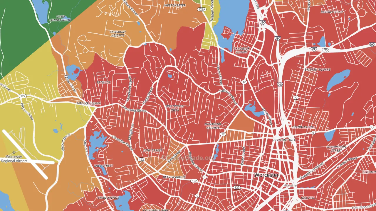 Salisbury Street, Worcester, MA Map of Drug-Related Crime Rates