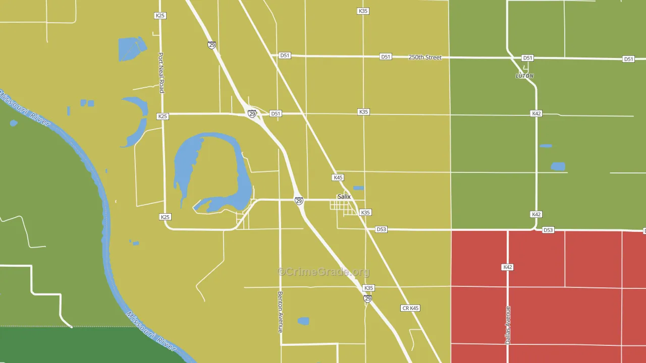 Salix, IA Map of Drug-Related Crime Rates
