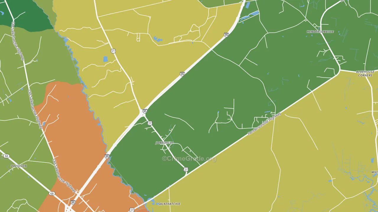 Salkehatchie, SC Map of Drug-Related Crime Rates