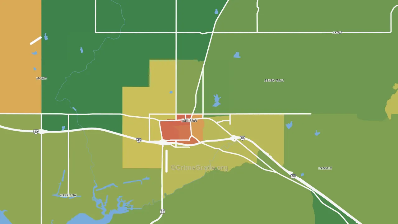 Sallisaw, OK Map of Drug-Related Crime Rates