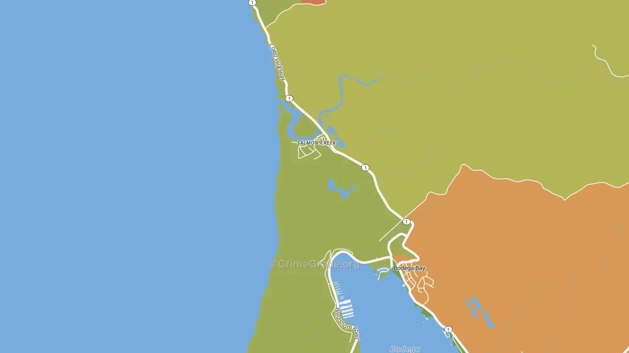 Salmon Creek, CA Map of Drug-Related Crime Rates