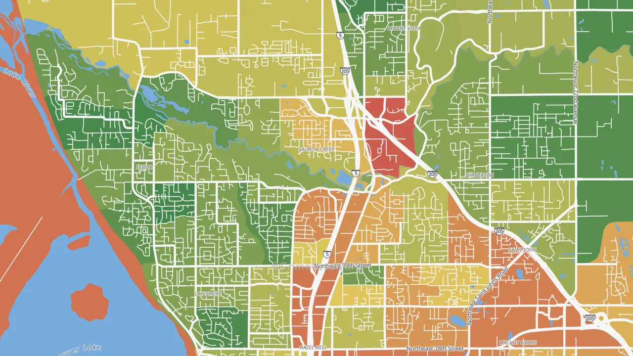 Salmon Creek, WA Map of Drug-Related Crime Rates