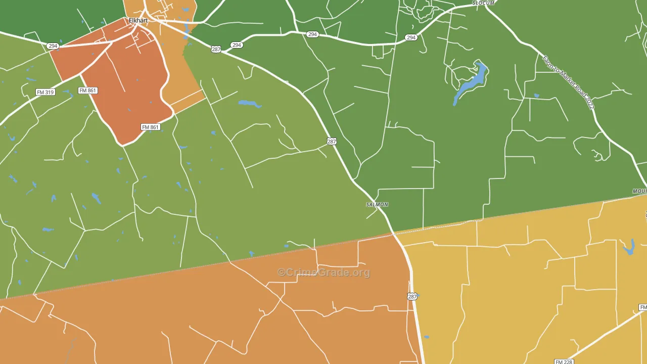 Salmon, TX Map of Drug-Related Crime Rates