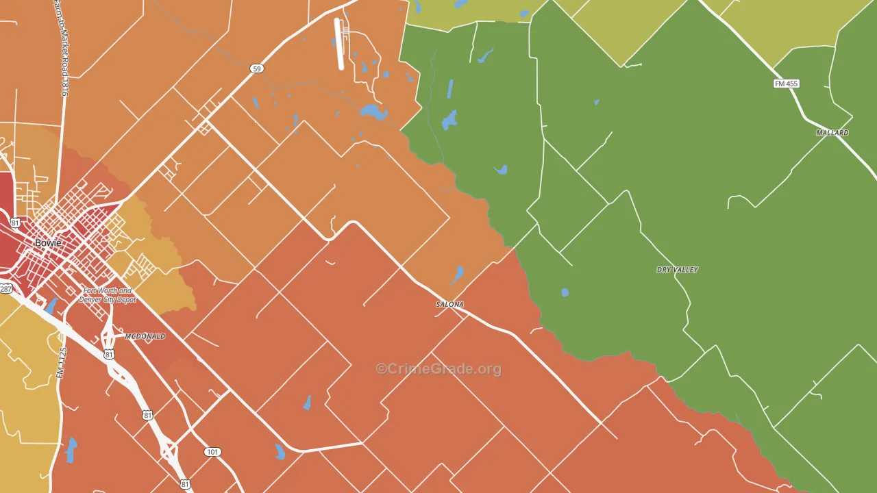 Salona, TX Map of Drug-Related Crime Rates