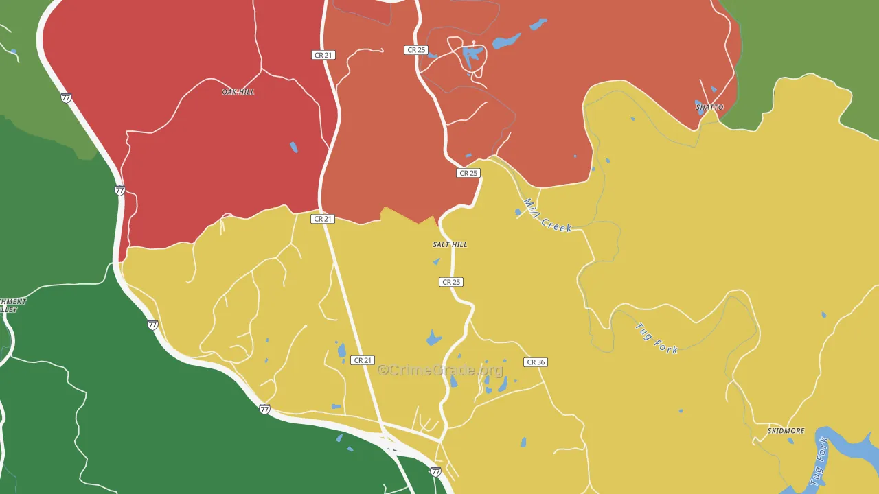 Salt Hill, WV Map of Drug-Related Crime Rates