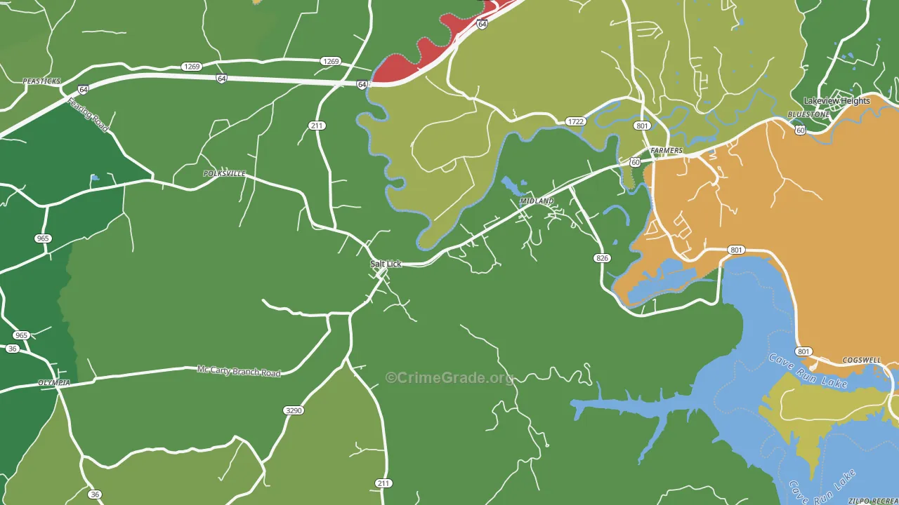 Salt Lick, KY Map of Drug-Related Crime Rates