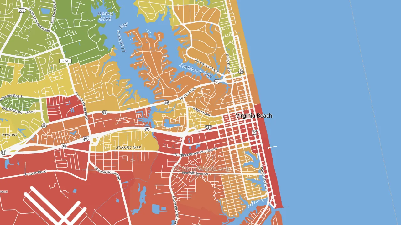 Salt Meadow Bay, Virginia Beach, VA Map of Drug-Related Crime Rates