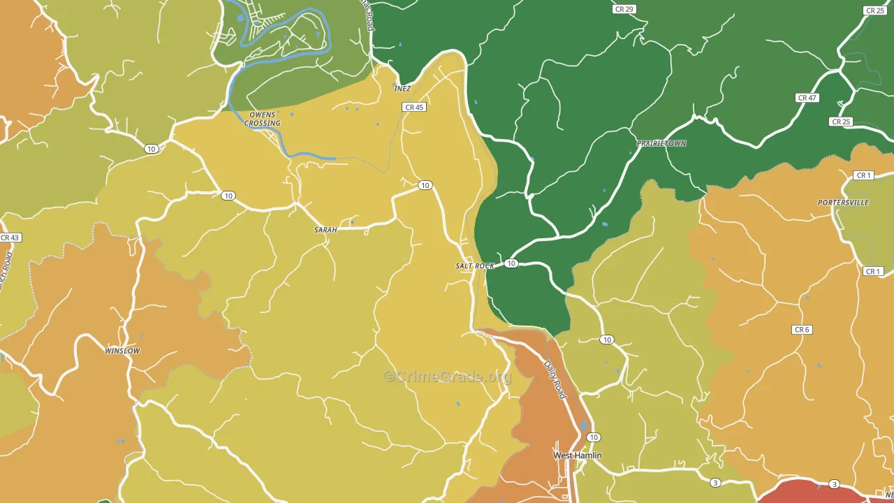 Salt Rock, WV Map of Drug-Related Crime Rates
