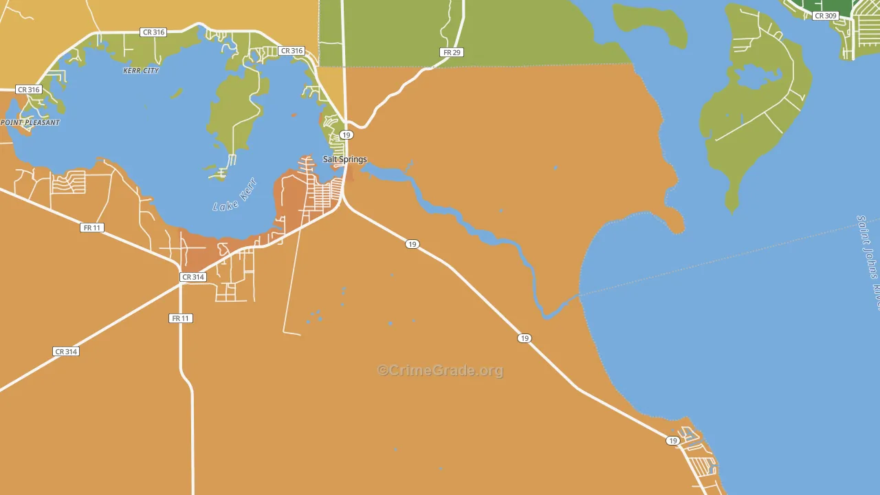 Salt Springs, FL Map of Drug-Related Crime Rates