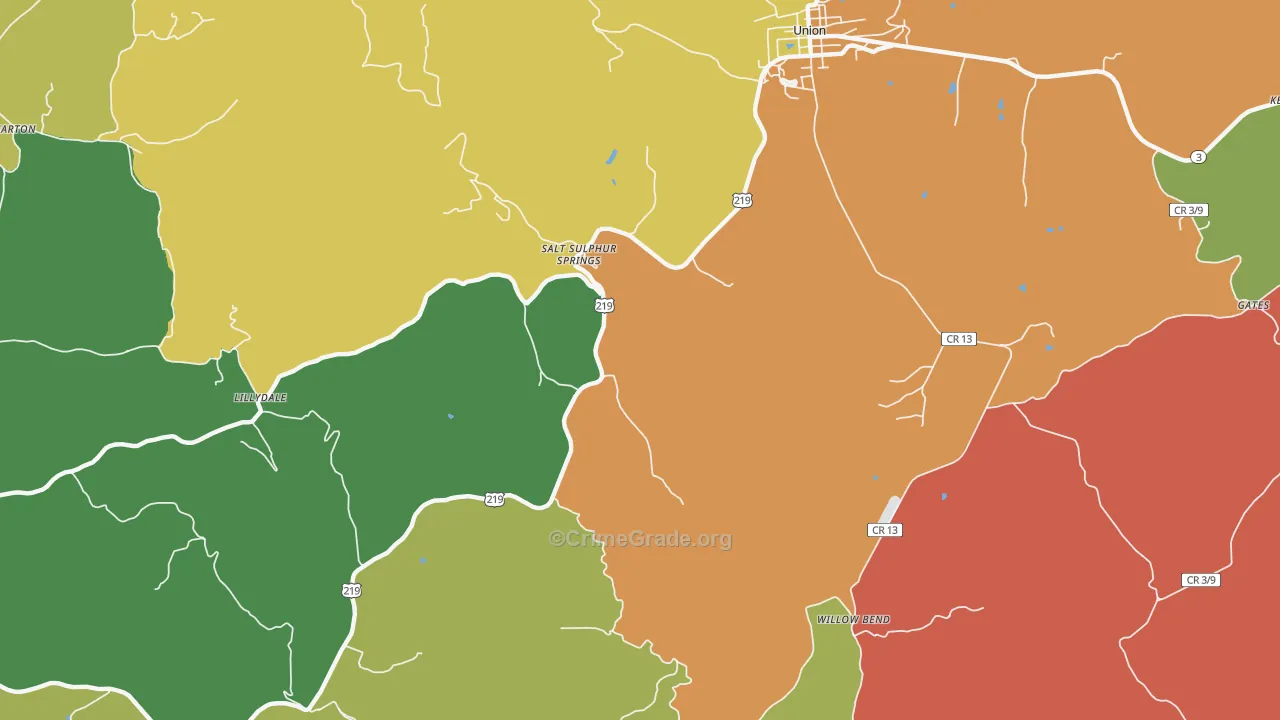 Salt Sulphur Springs, WV Map of Drug-Related Crime Rates