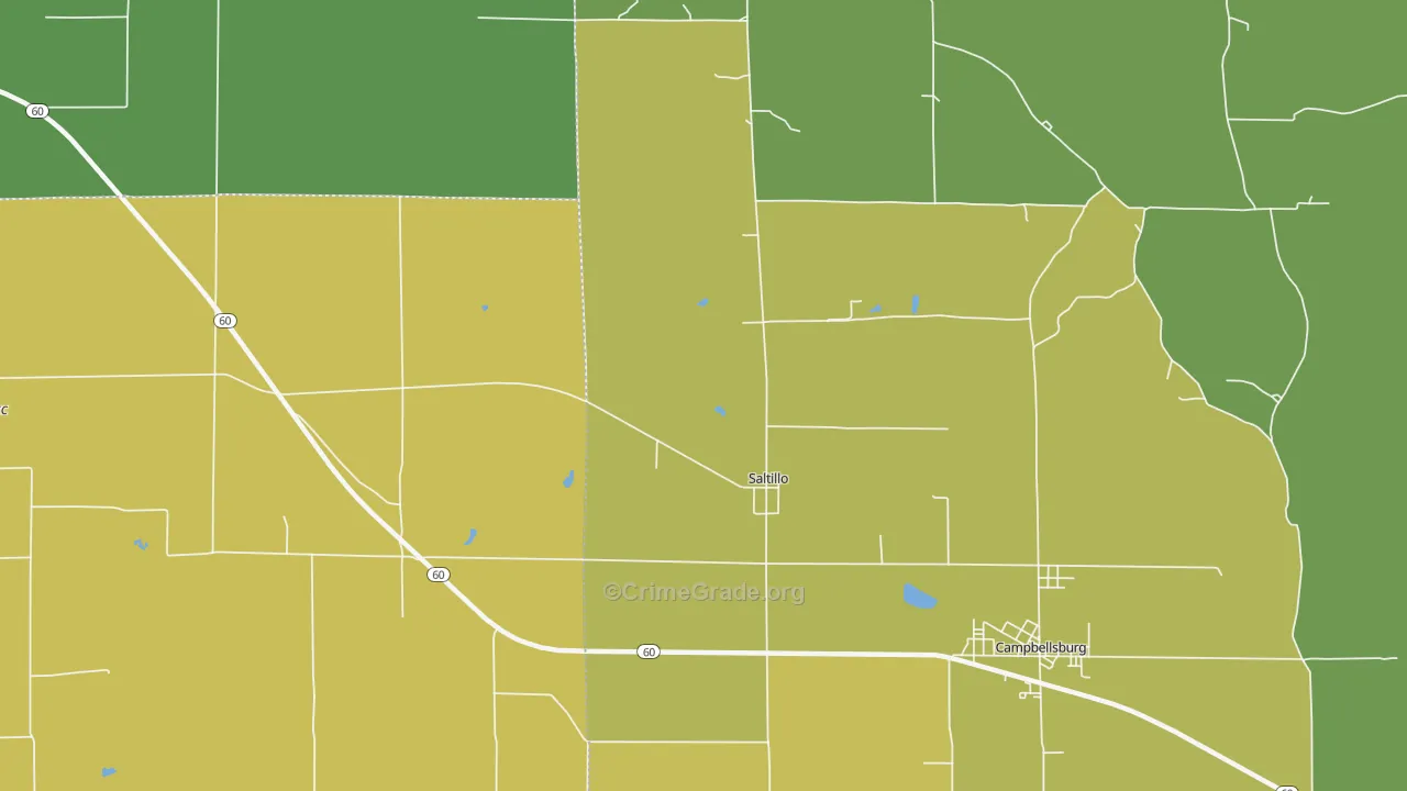 Saltillo, IN Map of Drug-Related Crime Rates