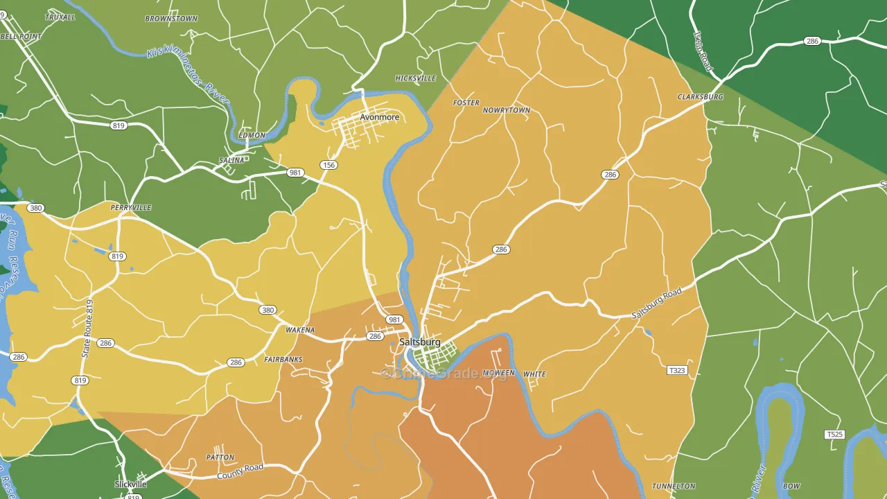 Saltsburg, PA Map of Drug-Related Crime Rates