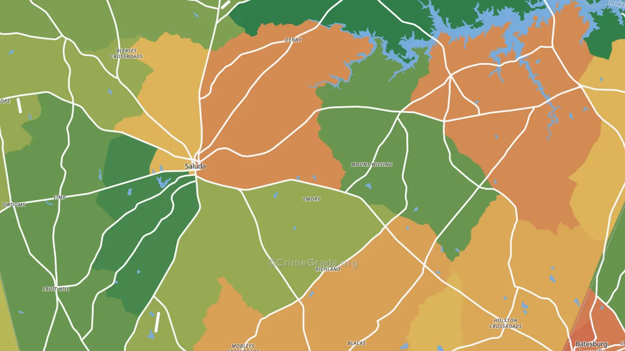Saluda County, SC Map of Drug-Related Crime Rates