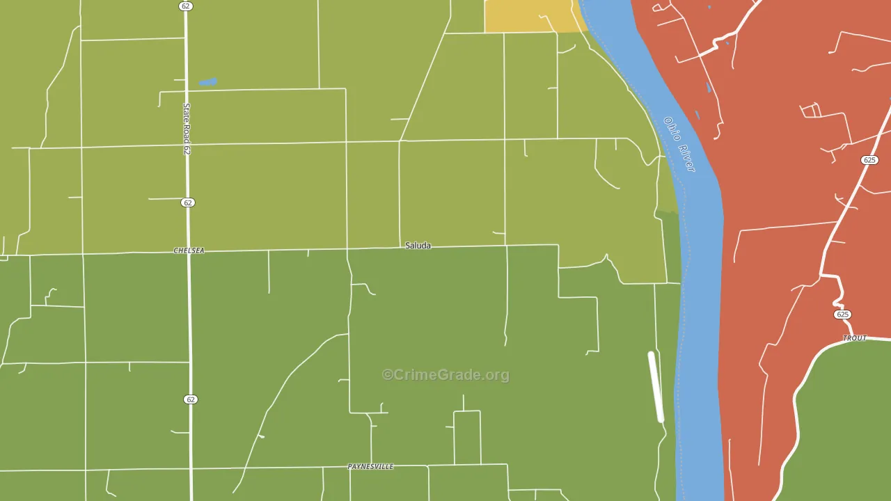 Saluda, IN Map of Drug-Related Crime Rates
