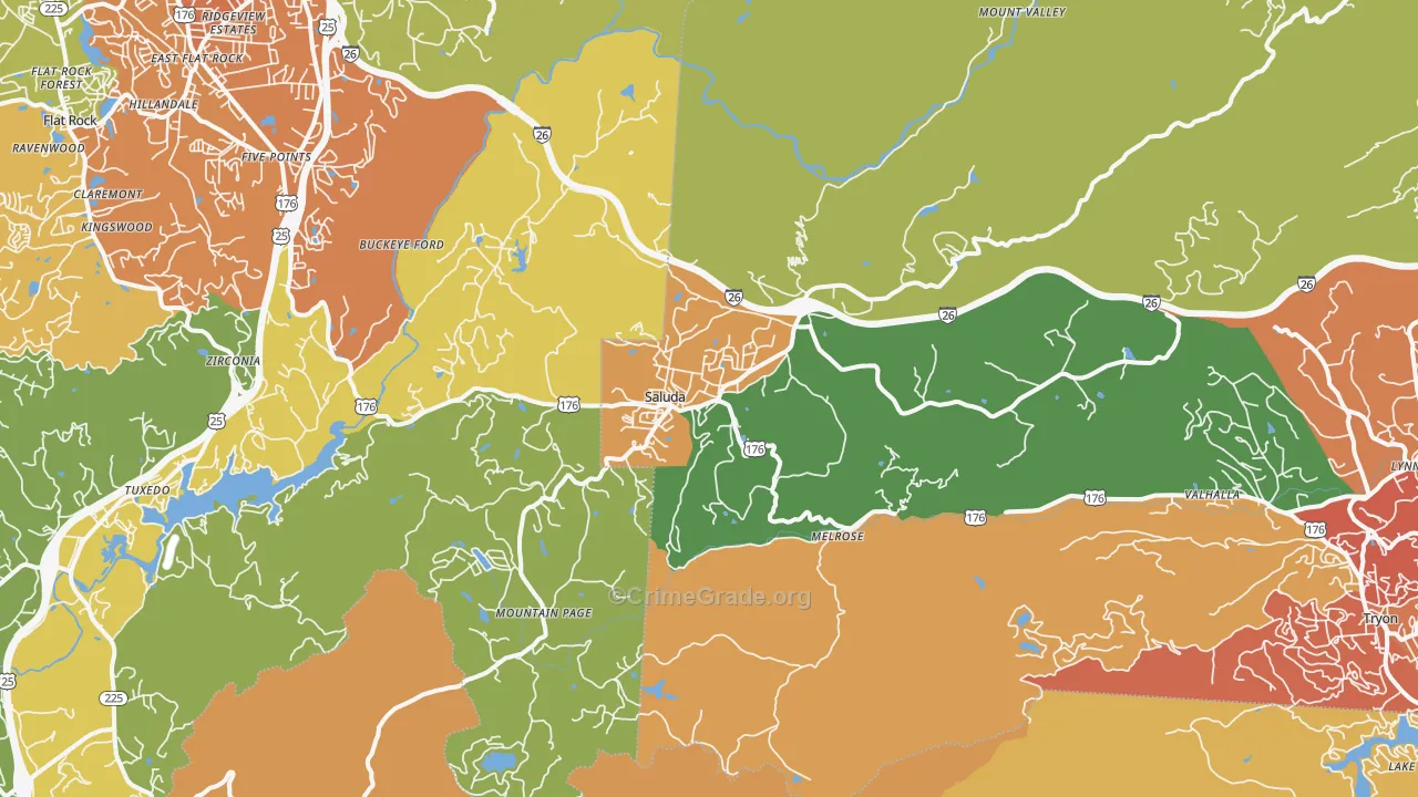 Saluda, NC Map of Drug-Related Crime Rates