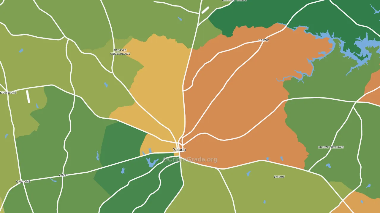 Saluda, SC Map of Drug-Related Crime Rates