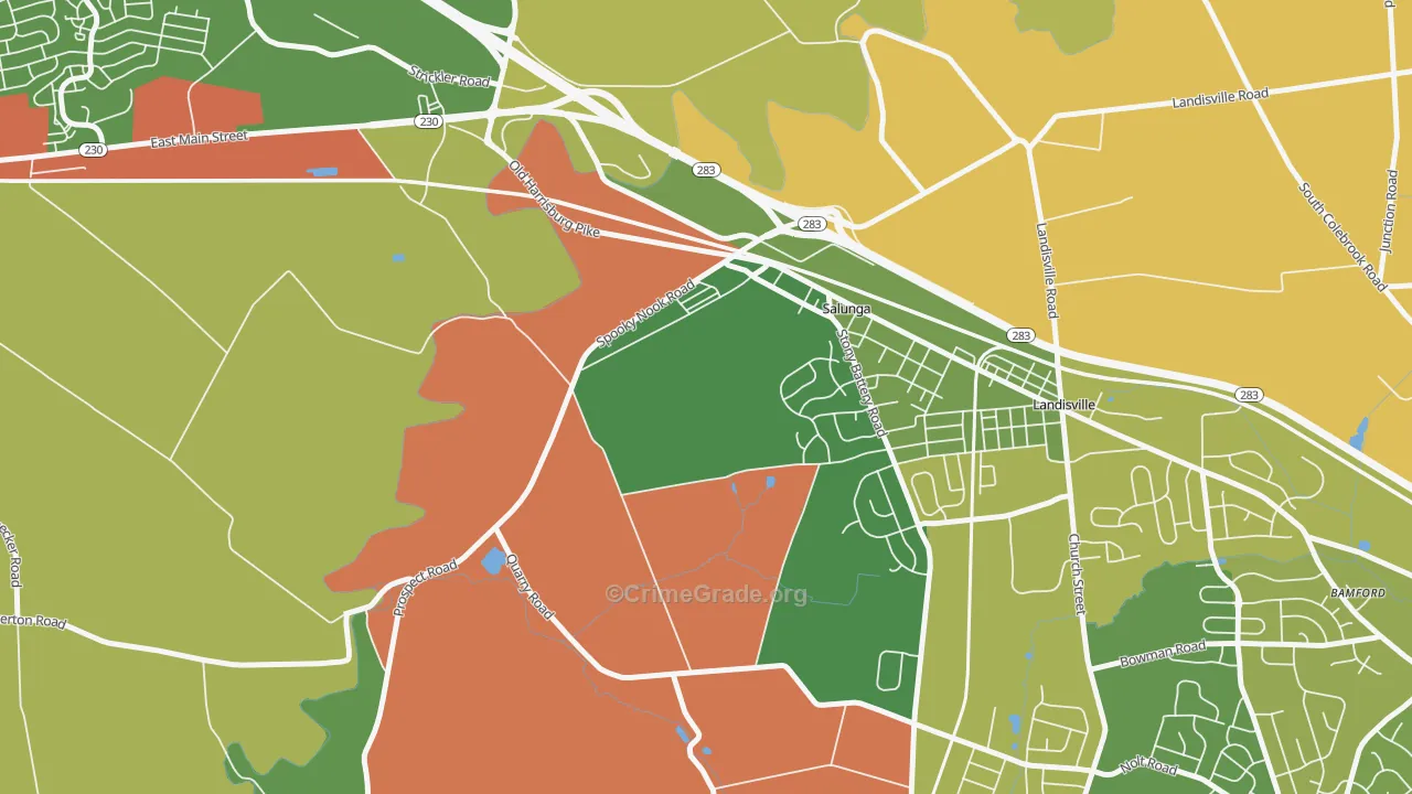 Salunga, PA Map of Drug-Related Crime Rates
