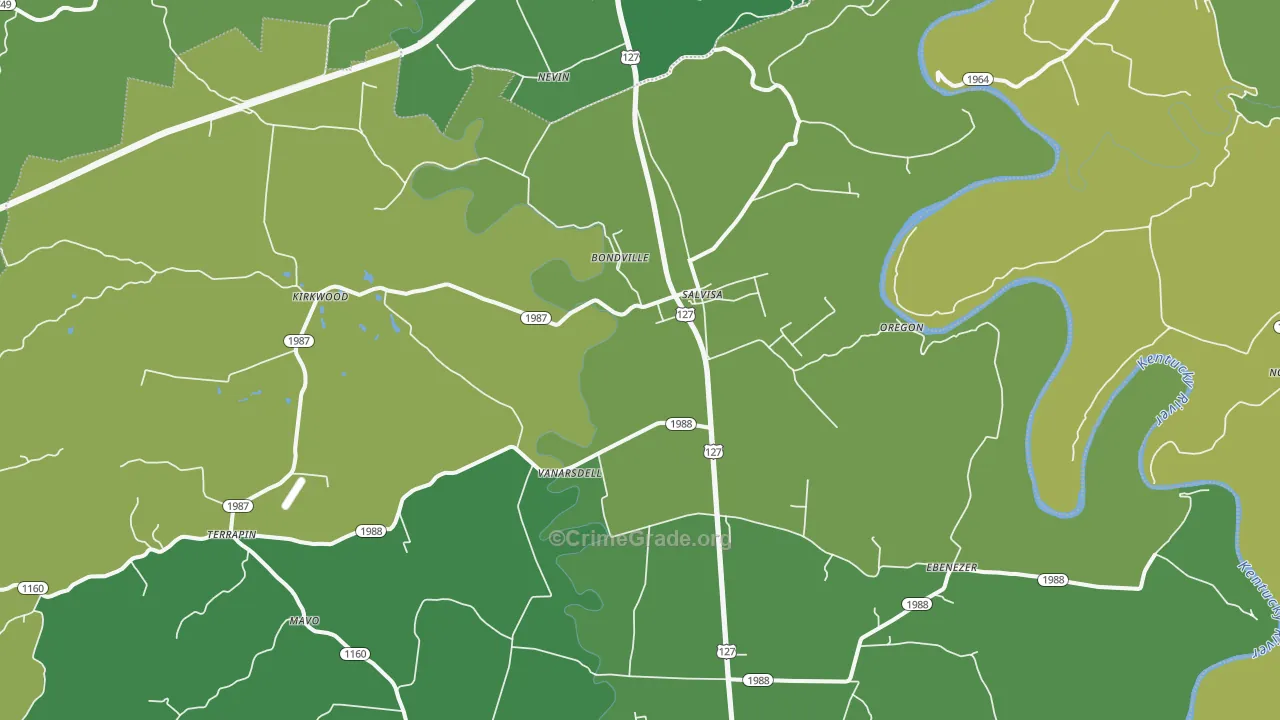 Salvisa, KY Map of Drug-Related Crime Rates