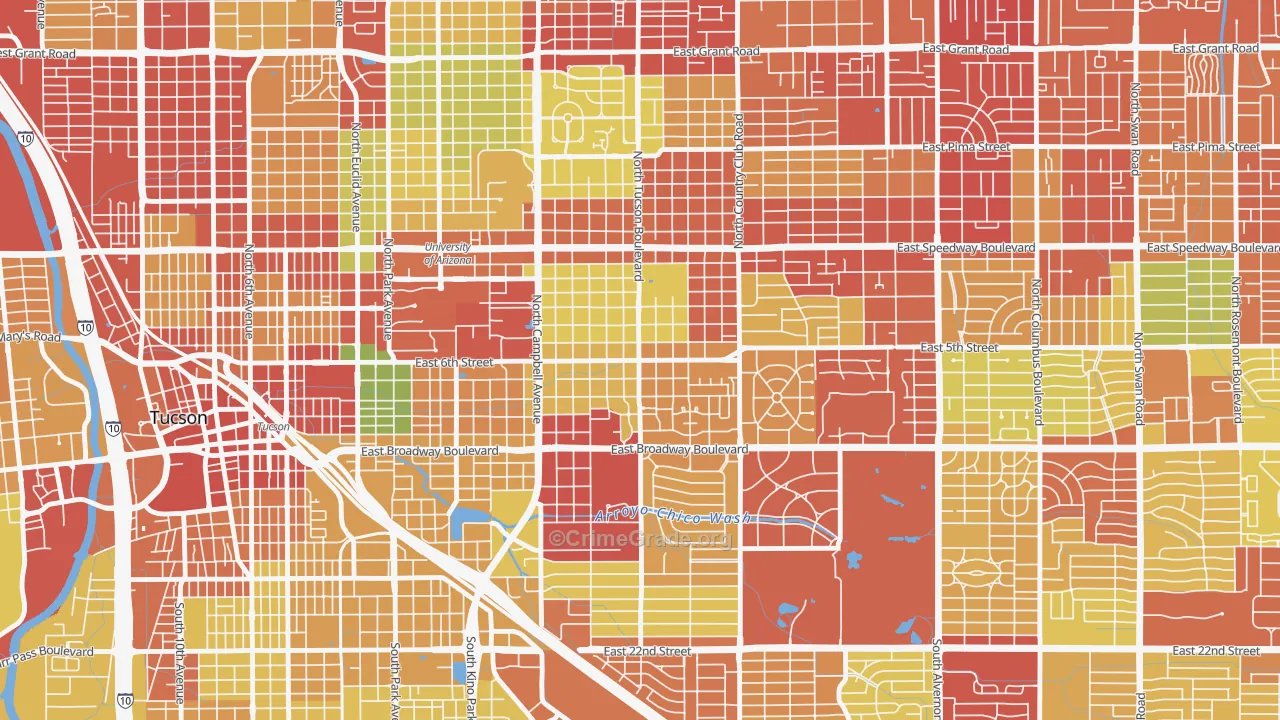 Sam Hughes, Tucson, AZ Map of Drug-Related Crime Rates